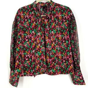 Who What Wear Multi Colored Floral Print Top Women's Size Small